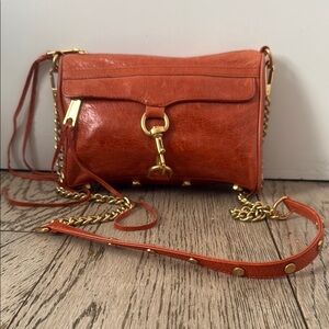 Rebecca Minkoff Mac Clutch Full Orange Gold Crossbody Purse H007I01C